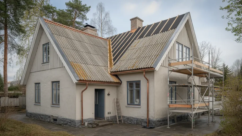 asbestsanering av eternittak och takrenovering i djursholm danderyd